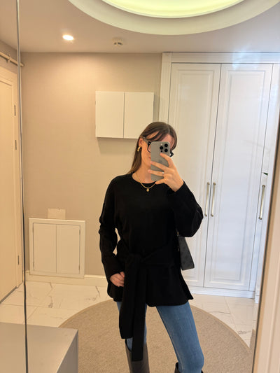 BELDEN BAĞLAMALI SİYAH KAZAK