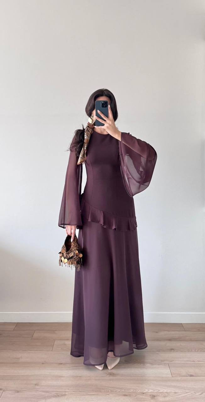 Bağlama Detay Şifon Elbise