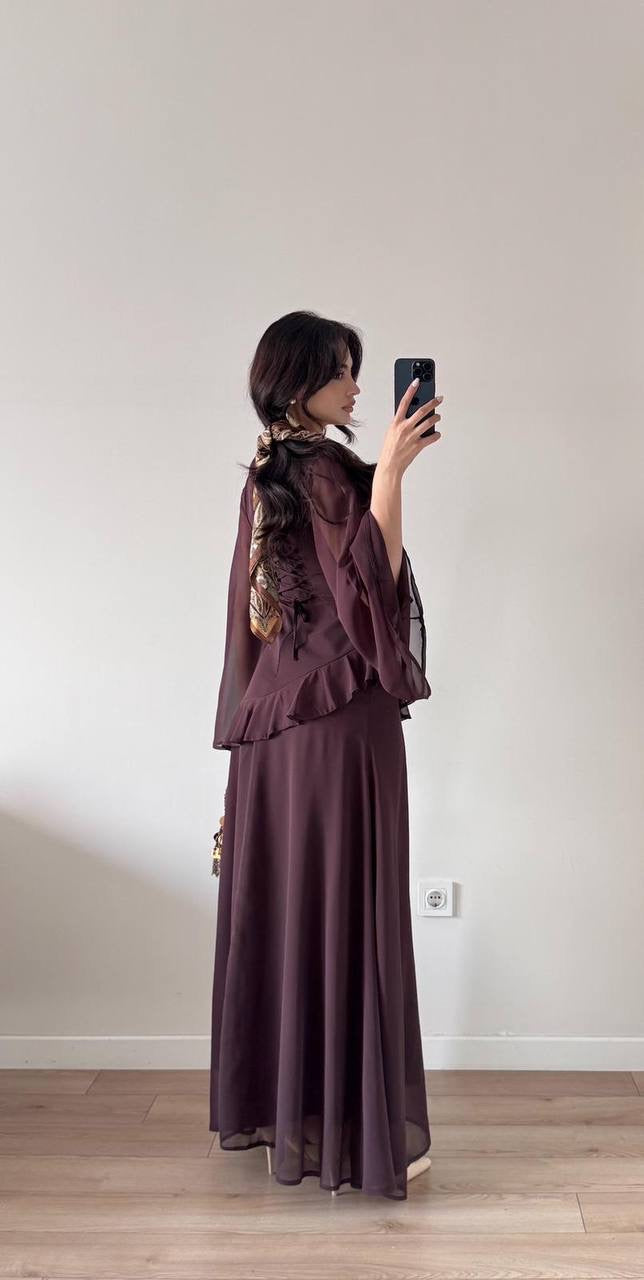 Bağlama Detay Şifon Elbise