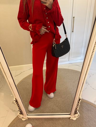 Kırmızı Triko Pantolon