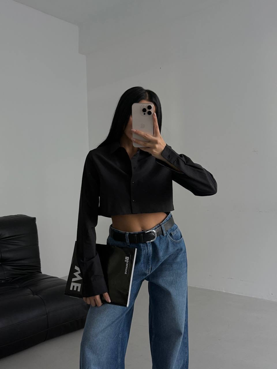 Crop Gömlek - Mavi