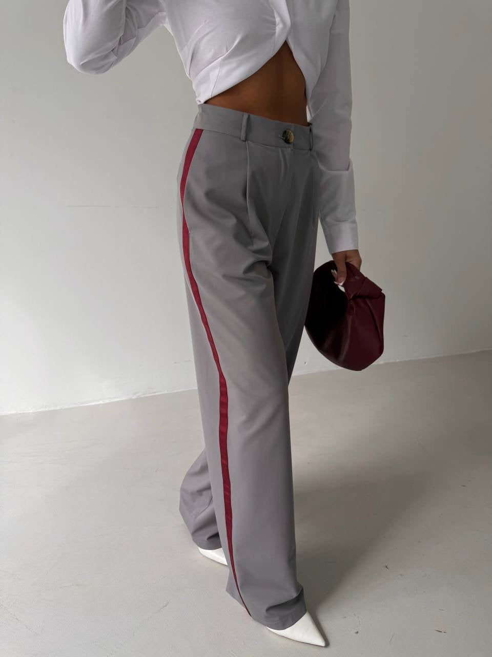 Şerit Detay Pantolon Premium / Gri