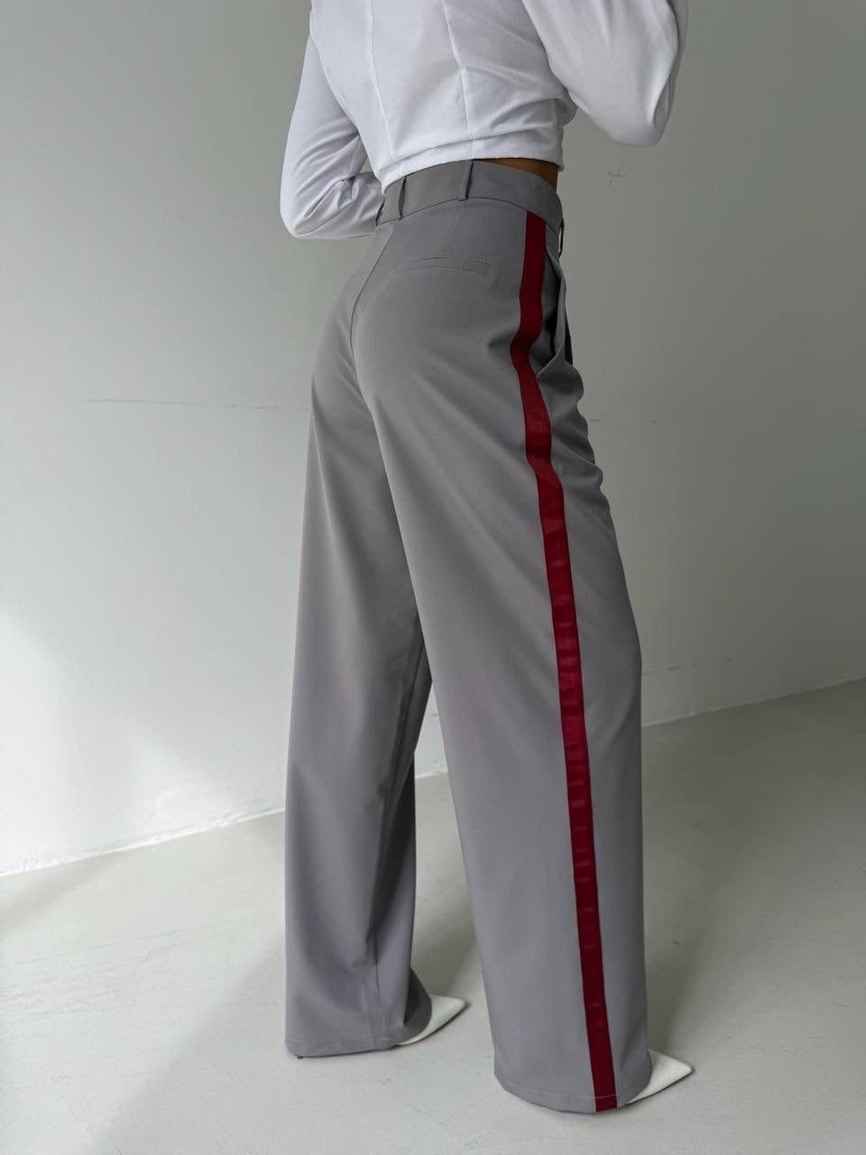 Şerit Detay Pantolon Premium / Gri