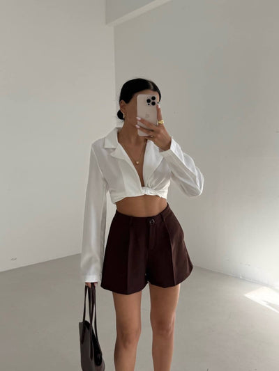 Premium Kumaş Şort / Beyaz