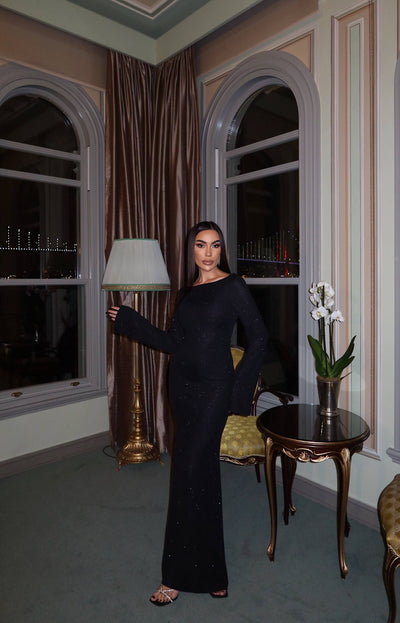 Siyah Parıltılı Elbise